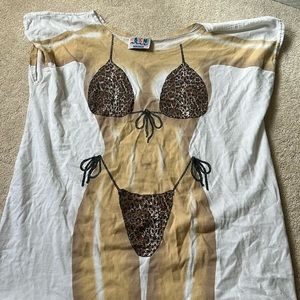 Cheetah bikini cover up t shirt